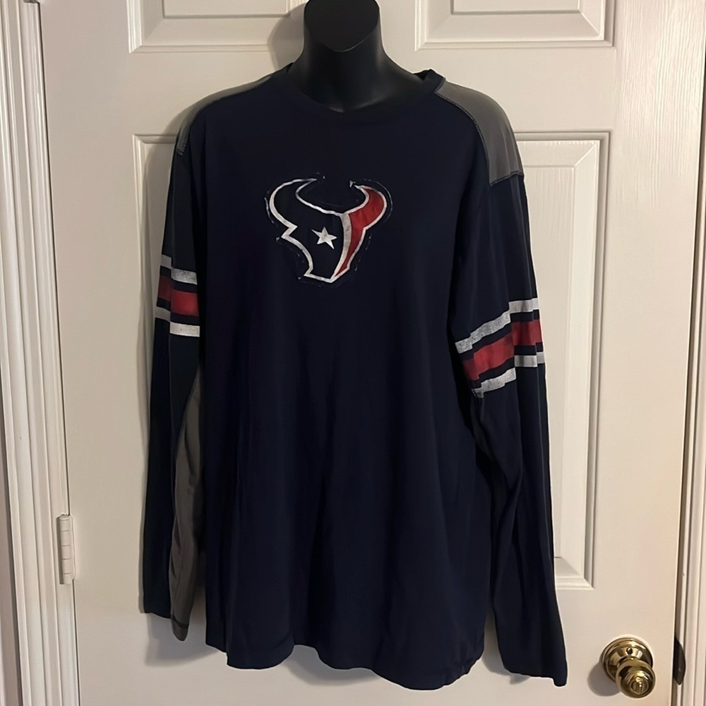 NFL Brand Houston Texans applique long sleeve distressed t-shirt Size Large
